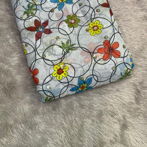 printed georgette (gold sequins)44'' width