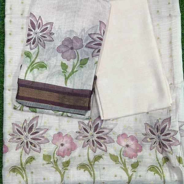 Linen 3 Piece Set Hand Work L1.01  (Top 2.5 mtr ,Bottom 2mtr ,Duppata 2.3 mtr )