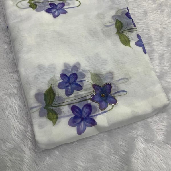 Organza Floral Pipe Beed Work  (44")