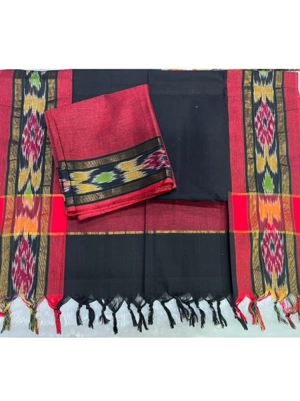Pocham Border Cotton 3 Piece Set (Top2.5 Mtr,Bottom 2 Mtr ,Duppata 2.3 Mtr )