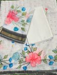 Linen 3 Piece Set Hand Work ( top 2.5mtr, bottom 2mtr, duppatta 2.3mtr )