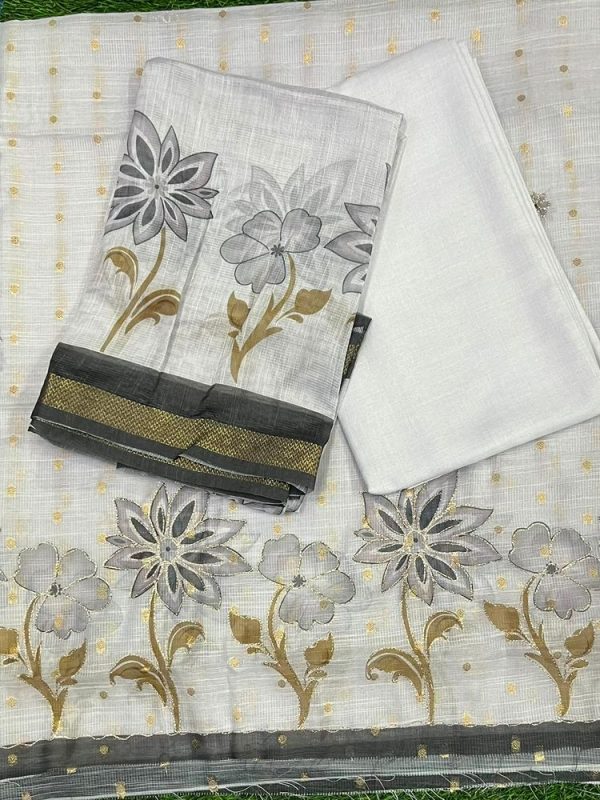 Linen 3 Piece Set Hand Work ( top 2.5mtr, bottom 2mtr, duppatta 2.3mtr )