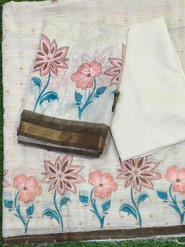 Linen 3 Piece Set Hand Work ( top 2.5mtr, bottom 2mtr, duppatta 2.3mtr )