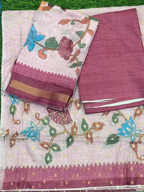 Linen 3 Piece Set Hand Work ( top 2.5mtr, bottom 2mtr, duppatta 2.3mtr )