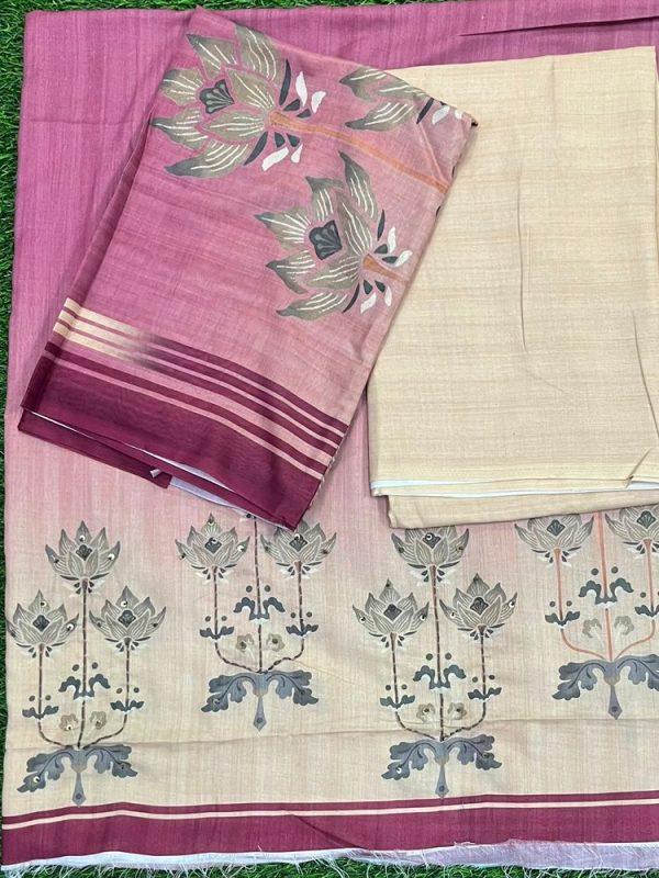 Linen 3 Piece Set Hand Work ( top 2.5mtr, bottom 2mtr, duppatta 2.3mtr )