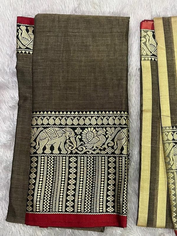 Narayanpet Elephant Border Set ( top 4.5 mtr, duppatta 2.5 mtr)