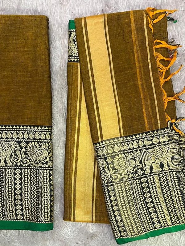 Narayanpet Elephant Border Set ( top 4.5 mtr, duppatta 2.5 mtr)