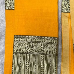 Narayanpet Elephant Border Set ( top 4.5 mtr, duppatta 2.5 mtr)