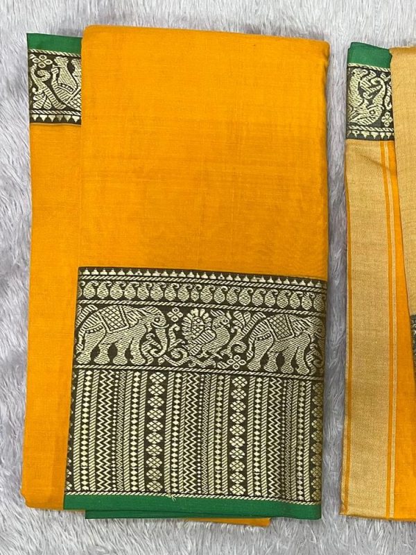 Narayanpet Elephant Border Set ( top 4.5 mtr, duppatta 2.5 mtr)