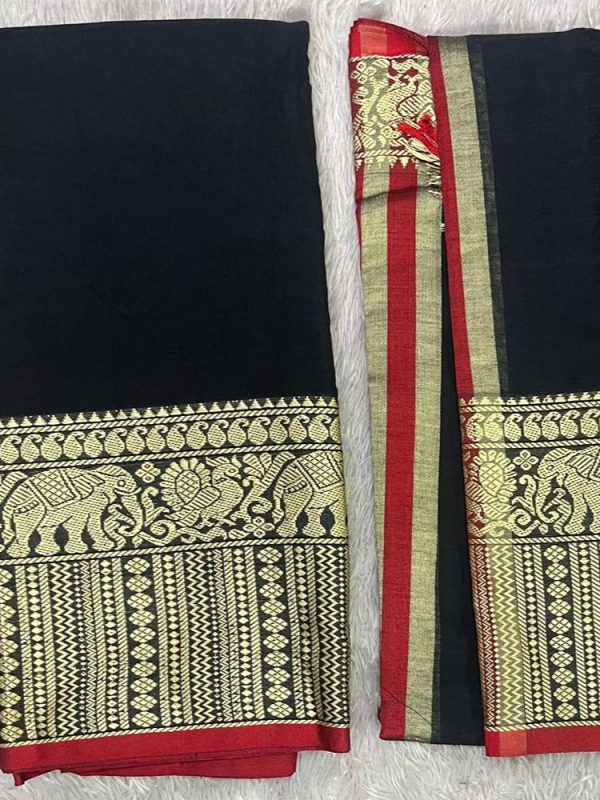 Narayanpet Elephant Border Set ( top 4.5 mtr, duppatta 2.5 mtr)
