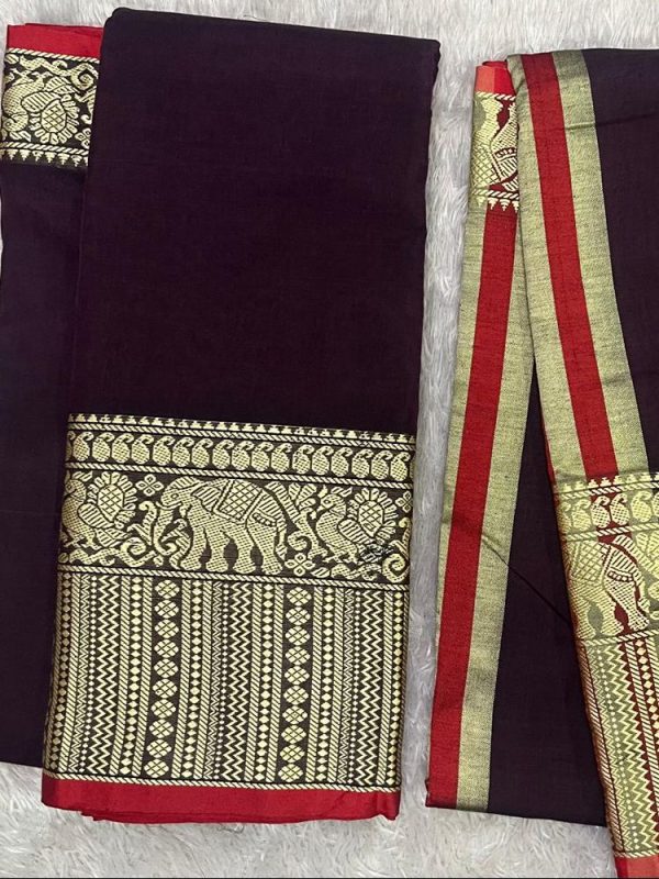 Narayanpet Elephant Border Set ( top 4.5 mtr, duppatta 2.5 mtr)