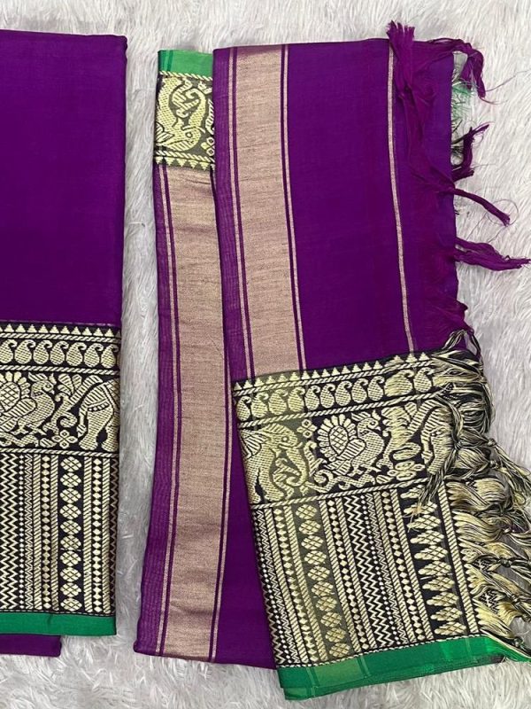 Narayanpet Elephant Border Set ( top 4.5 mtr, duppatta 2.5 mtr)