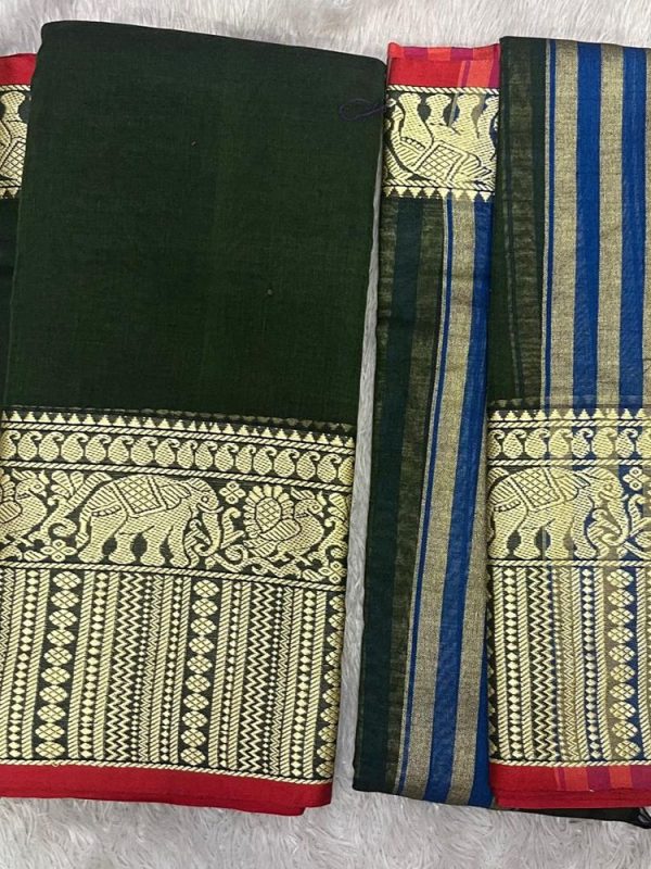 Narayanpet Elephant Border Set ( top 4.5 mtr, duppatta 2.5 mtr)