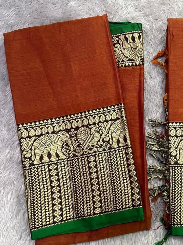 Narayanpet Elephant Border Set ( top 4.5 mtr, duppatta 2.5 mtr)