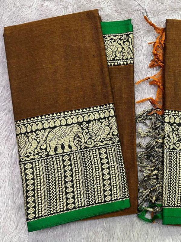 Narayanpet Elephant Border Set ( top 4.5 mtr, duppatta 2.5 mtr)