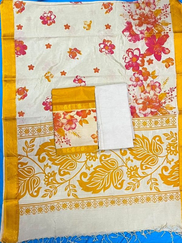NIZAM GAP BORDER 3 PIECE SET (TOP 2.5 MTR DUPPATA 2.4 MTR BOTTOM 2 MTR )
