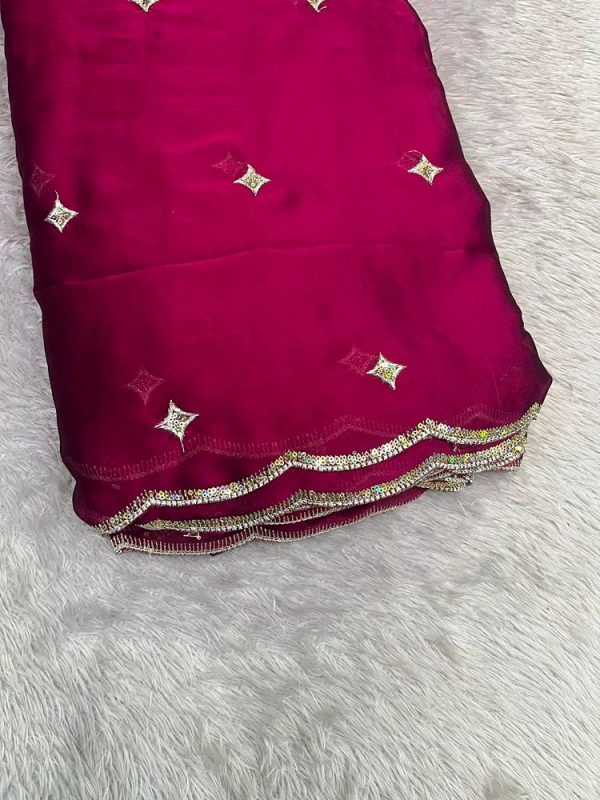 RANGOLI/GLASSY GEORGETTE WITH 2 SIDE BORDER(44''WIDTH)