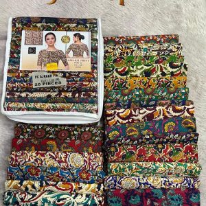 poly cotton ajrakh print blouse bit ( 1mtr pack of 20 pcs ,20 different prints )