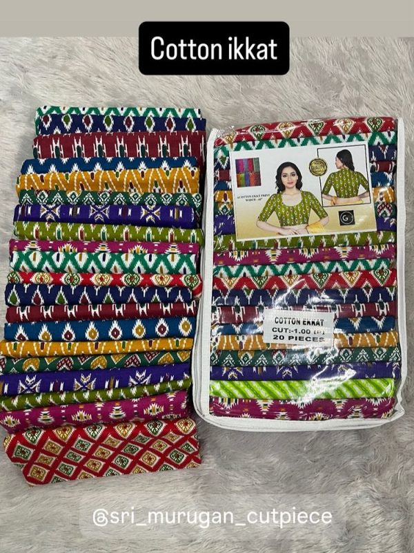 cotton ikkat (1 mtr pack of 20 pcs ,20 different colours and print )