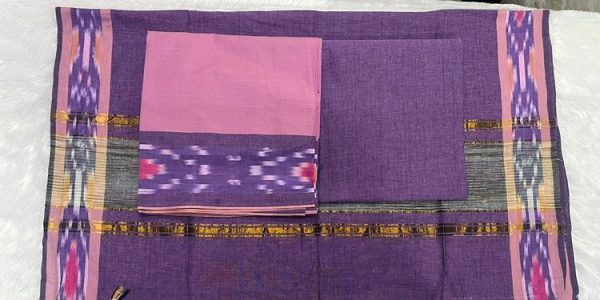 pure handloom pocham border 3 piece set (top 2.5 mtr duppatta 2.4 mtr bottom 2 mtr )