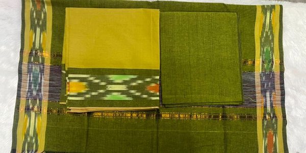 pure handloom pocham border 3 piece set (top 2.5 mtr duppatta 2.4 mtr bottom 2 mtr )