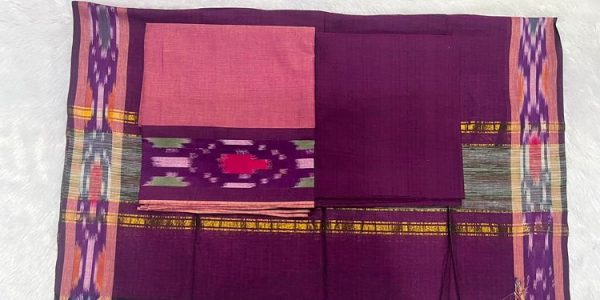 pure handloom pocham border 3 piece set (top 2.5 mtr duppatta 2.4 mtr bottom 2 mtr )