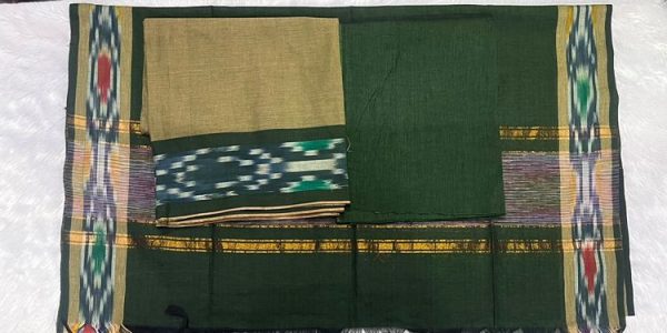 pure handloom pocham border 3 piece set (top 2.5 mtr duppatta 2.4 mtr bottom 2 mtr )
