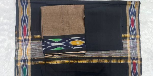 pure handloom pocham border 3 piece set (top 2.5 mtr duppatta 2.4 mtr bottom 2 mtr )