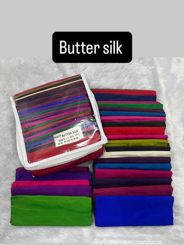 BUTTER SILK BLOUSE BITS ( 1MTR PACK OF 25 PCS ,25 DIFFERENT COLS )