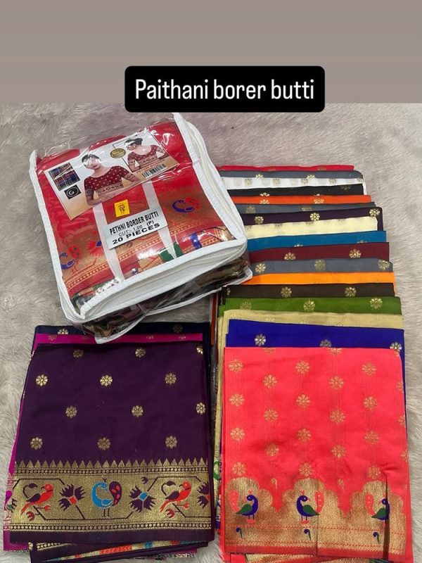 PAITHANI BORDER BUTTI ( 1 MTR PACK OF 20 PCS ,20 DIFFERENT COLS )