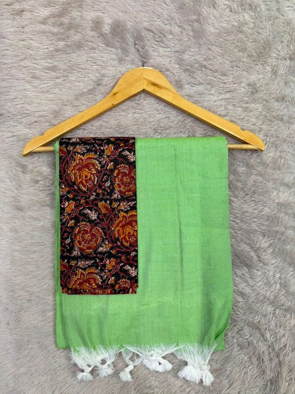 KHADI COTTON SAREE KALAMKARI BLOUSE
