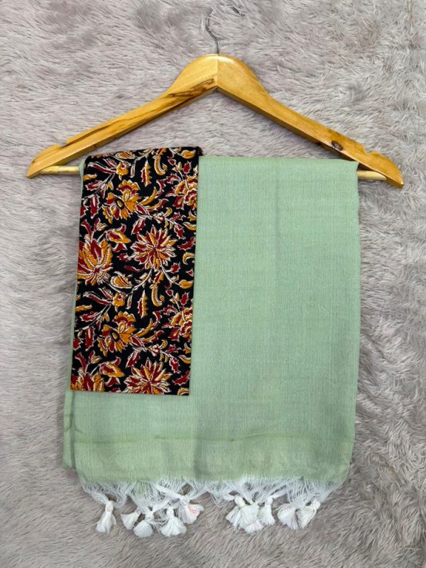 KHADI COTTON SAREE KALAMKARI BLOUSE