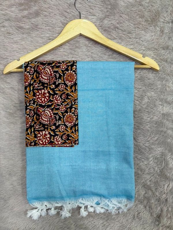 KHADI COTTON SAREE KALAMKARI BLOUSE