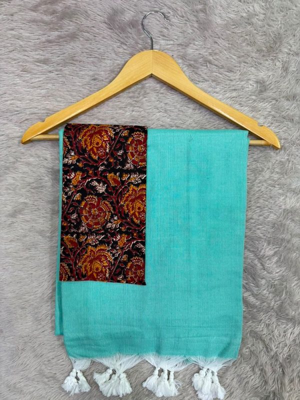 KHADI COTTON SAREE KALAMKARI BLOUSE