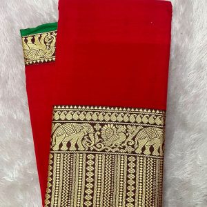 NARAYANPET ELEPHANT BORDER SAREE(WITH BLOUSE 6.2 MTR )