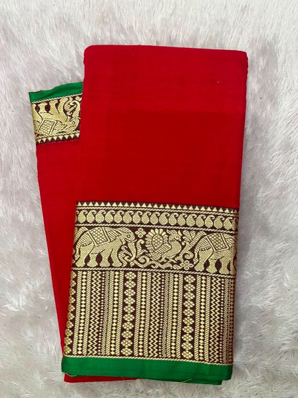NARAYANPET ELEPHANT BORDER SAREE(WITH BLOUSE 6.2 MTR )