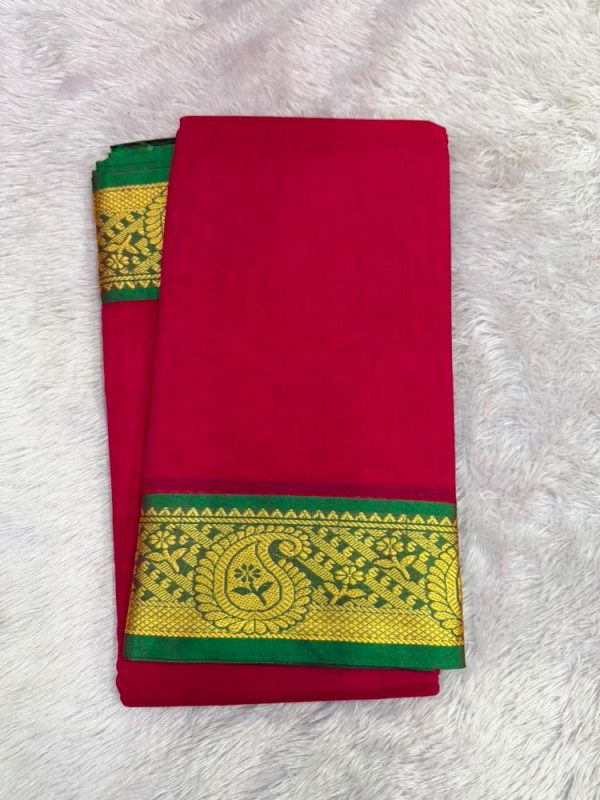 NARAYANPET ROSE BORDER SAREE (WITH BLOUSE 6.2 MTR )