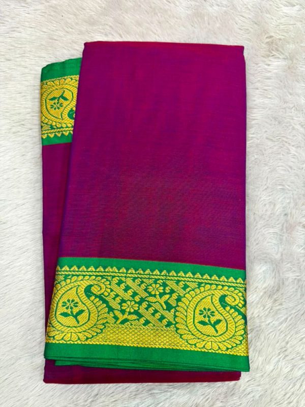 NARAYANPET ROSE BORDER SAREE (WITH BLOUSE 6.2 MTR )