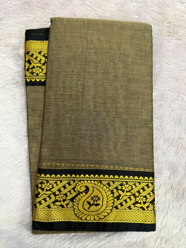 NARAYANPET ROSE BORDER SAREE (WITH BLOUSE 6.2 MTR )