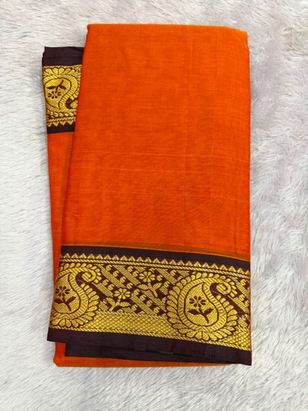 NARAYANPET ROSE BORDER SAREE (WITH BLOUSE 6.2 MTR )