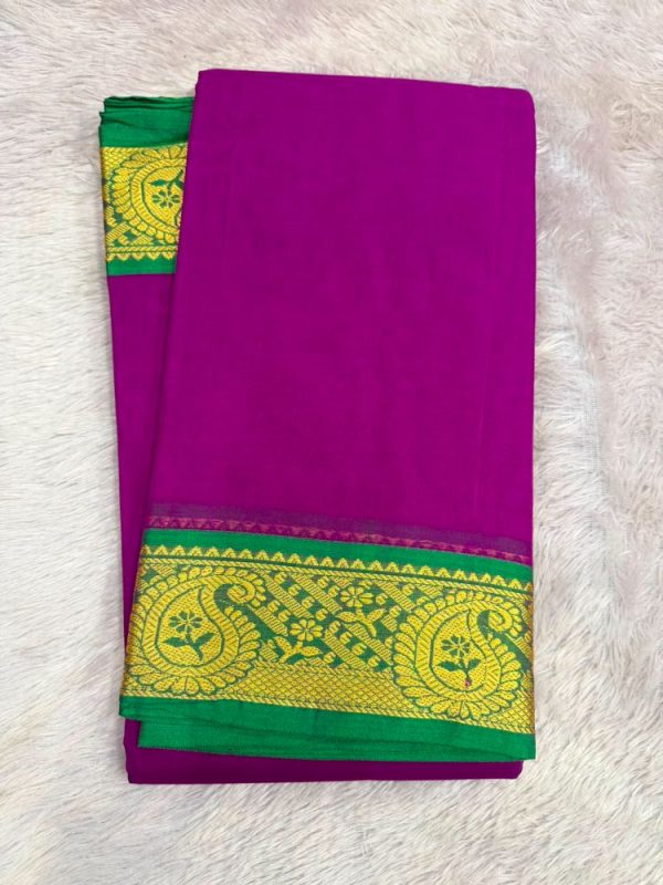 NARAYANPET ROSE BORDER SAREE (WITH BLOUSE 6.2 MTR )