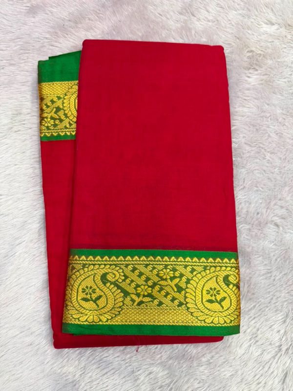 NARAYANPET ROSE BORDER SAREE (WITH BLOUSE 6.2 MTR )