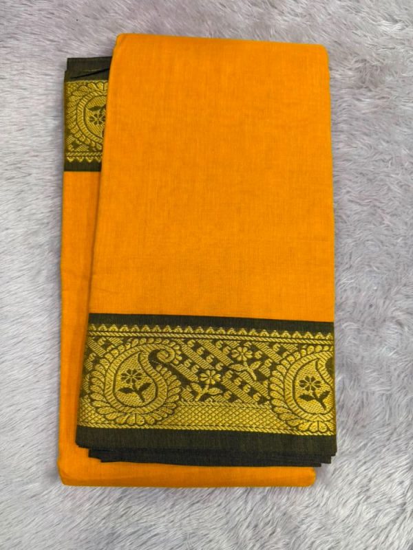 NARAYANPET ROSE BORDER SAREE (WITH BLOUSE 6.2 MTR )
