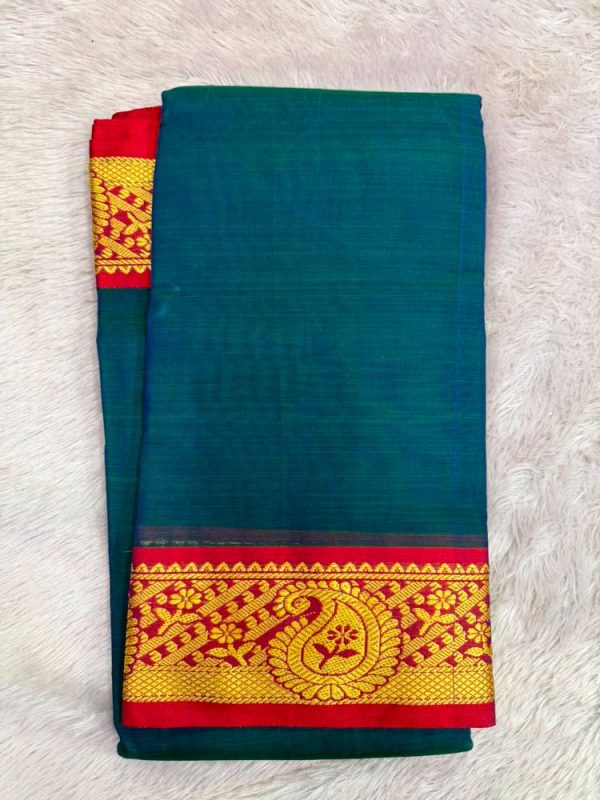 NARAYANPET ROSE BORDER SAREE (WITH BLOUSE 6.2 MTR )