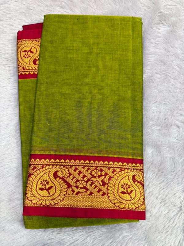 NARAYANPET ROSE BORDER SAREE (WITH BLOUSE 6.2 MTR )