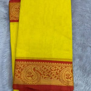 NARAYANPET ROSE BORDER SAREE (WITH BLOUSE 6.2 MTR )