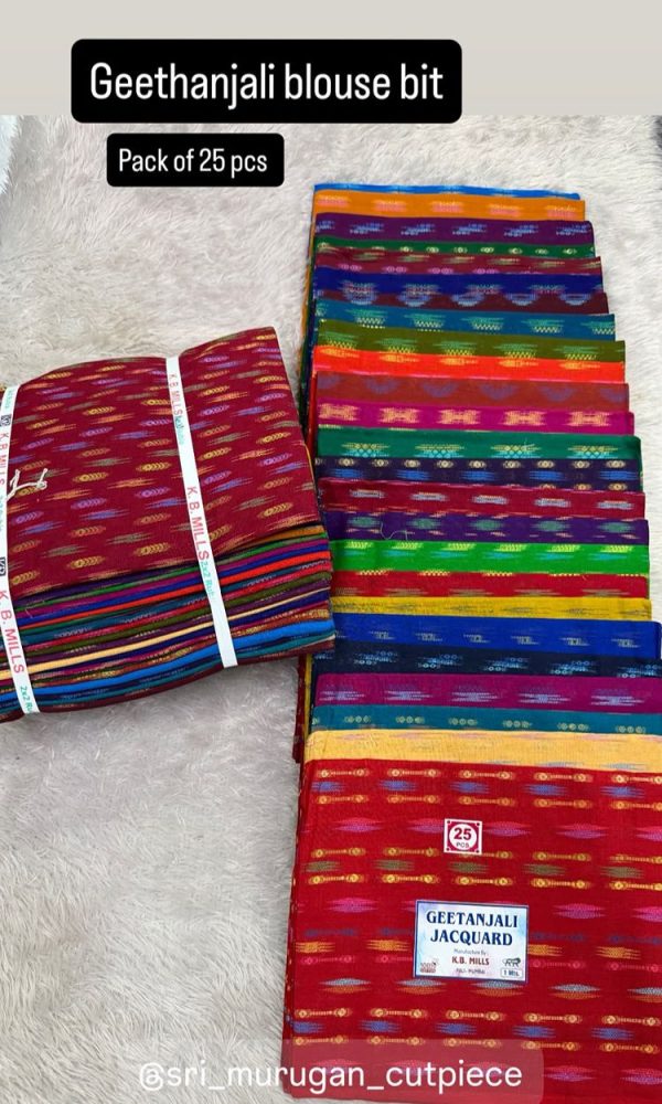 GEETHANJALI COTTON BLOUSE BITS ( 1MTR PACK OF 25 PCS ,25 DIFFERENT PRINT AND COLOUR 0