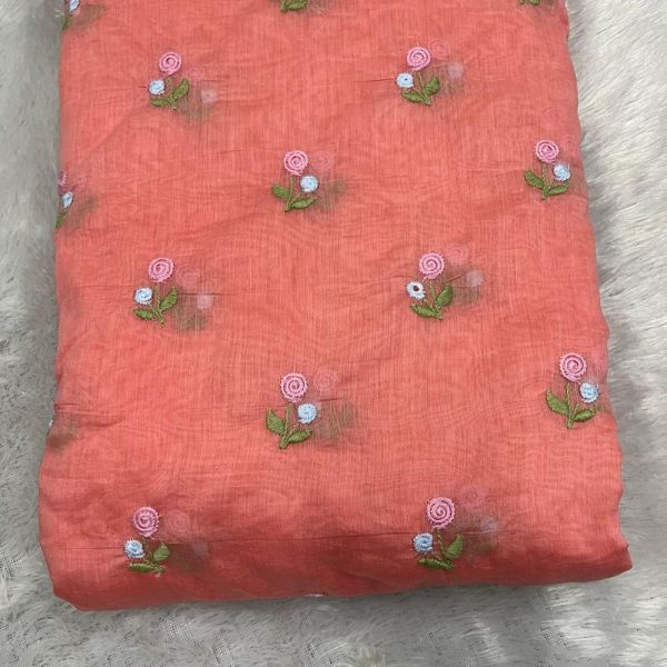 mul chanderi flower embroidery 44 width