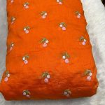 mul chanderi flower embroidery 44 width