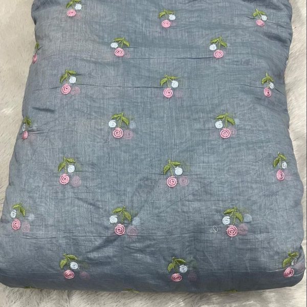 mul chanderi flower embroidery 44 width